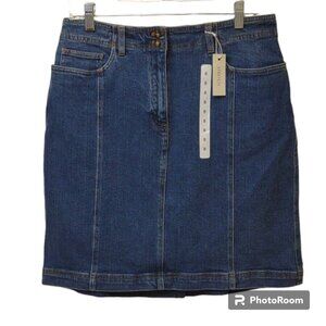 Jones Sport Stretch Western 5 Pocket Styling Blue Denim Skirt
